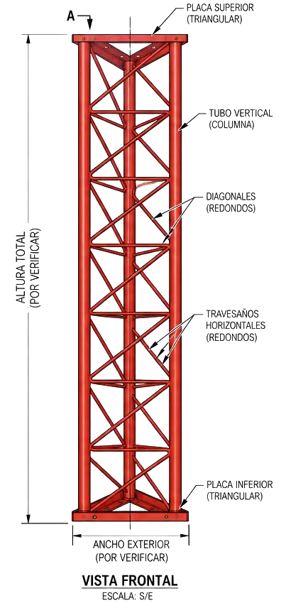 Torre pesada — detalle de estructura